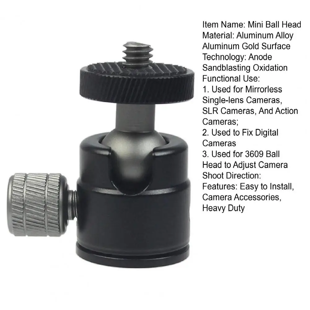 Mini Ball Head 360&deg; Rotatable Aluminum Alloy 1/4 Screw For GoPro For Osmo LED Video Light Phone DSLR Camera Monopod Tripod Head tripod ball head
