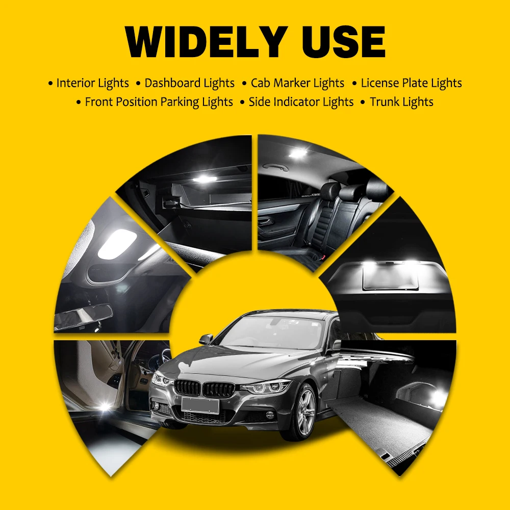 AUXITO LED ĵ W5W LED 194 168 5W5 LED ڵ ׸   ȣ , Ÿ ڷѶ ķ ֻ, T10, 4 , 2 