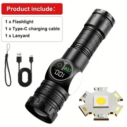 High - Power LED Rechargeable Magnetic Flashlight with COB Side Light and Zoom Feature (With Battery)