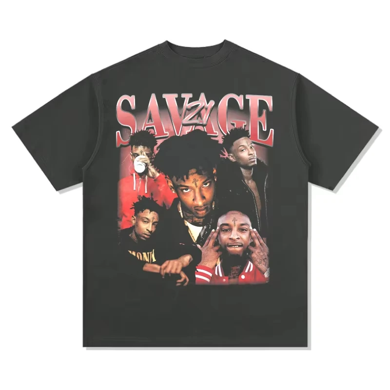 2025 21 Savage Hip Hop Rap camiseta americana moda urbana estampado Vintage alta calidad marca de lujo venta estilo Popular Ins Y2k