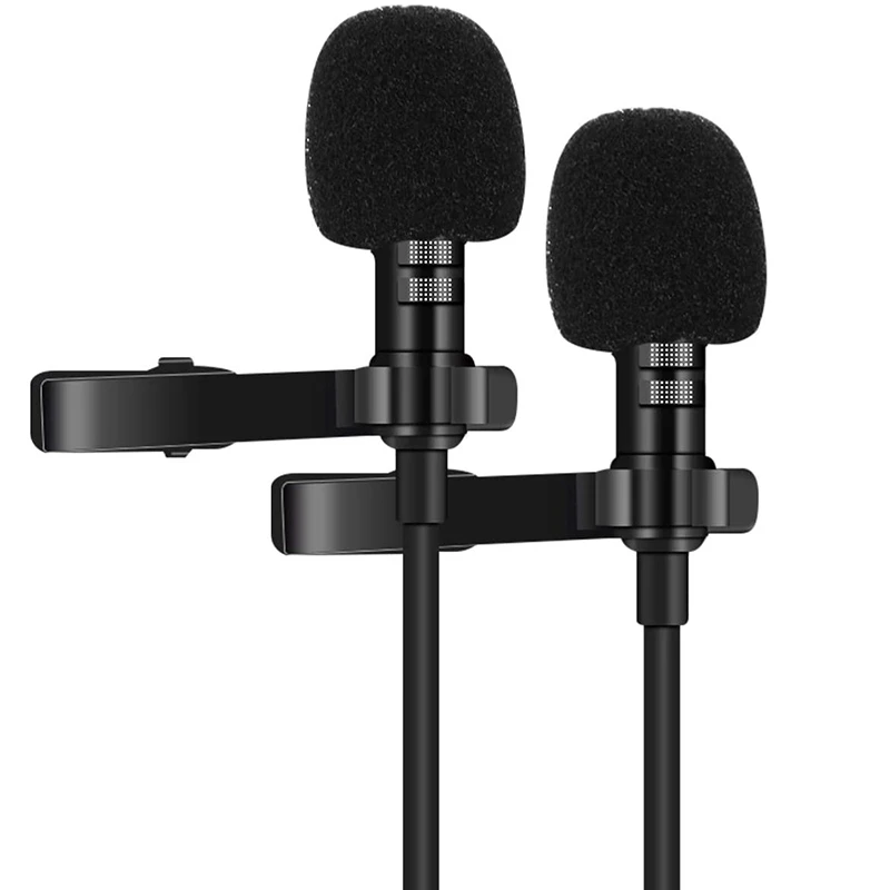 휴대용 3.5mm 미니 라발리에 마이크, 스마트폰 녹음 마이크, 인터뷰, 화상 회의용, 2 팩