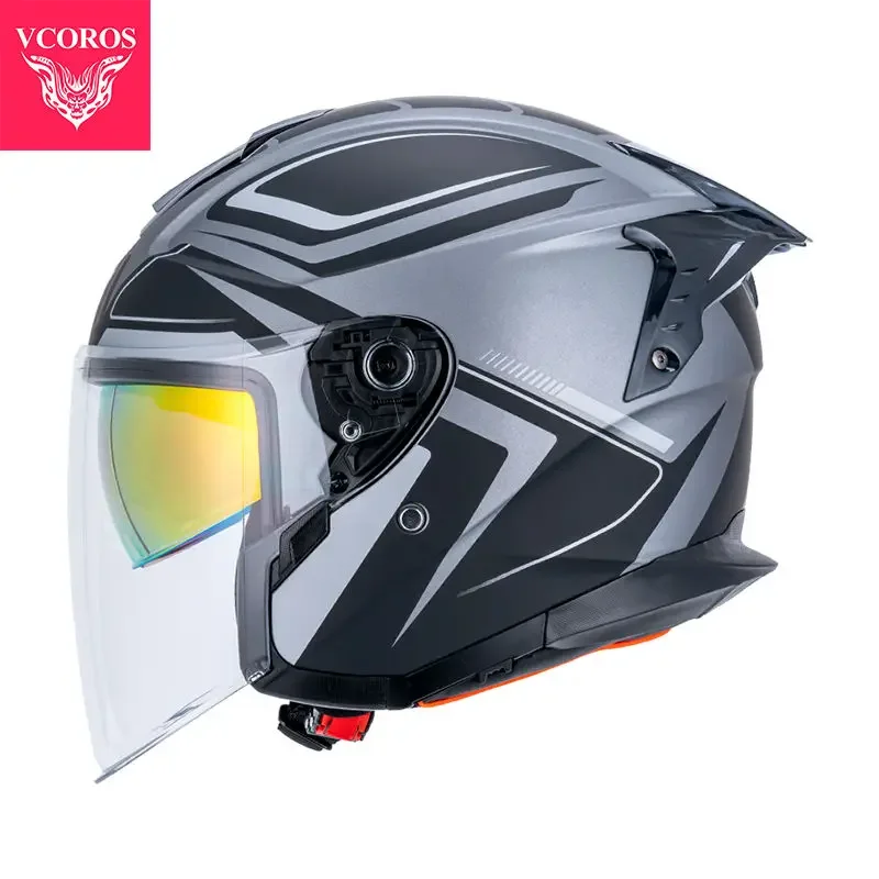 thumbnail image 1 of Casco de motocicleta italiano VCOROS Casco abierto de doble lente Casco de locomotora Cascos de moto de media cara Certificación ECE Casco de moto, 1 of 5