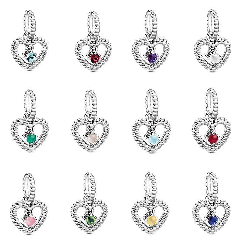 

CHAMSS 2020 New 925 Sterling Silver Essence ME Collection Heart-shaped Birthstone Pendant Birthday Gift Valentine Jewelry Charm