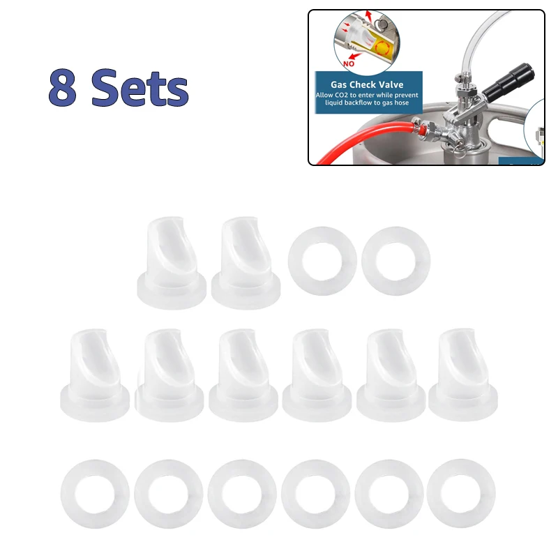

Keg Coupler Check Valve + Washer Gasket, Food Grade Coupler Silicone Seal Nozzle & O-Rings for Sankey Keg, Homebrew Replacements