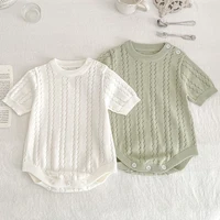 Summer Baby Girl Boy Sleeveless Romper Baby Knitting Rompers Cute Overalls Thin Newborn Baby Boys Clothes Hollow Out Jumpsuit