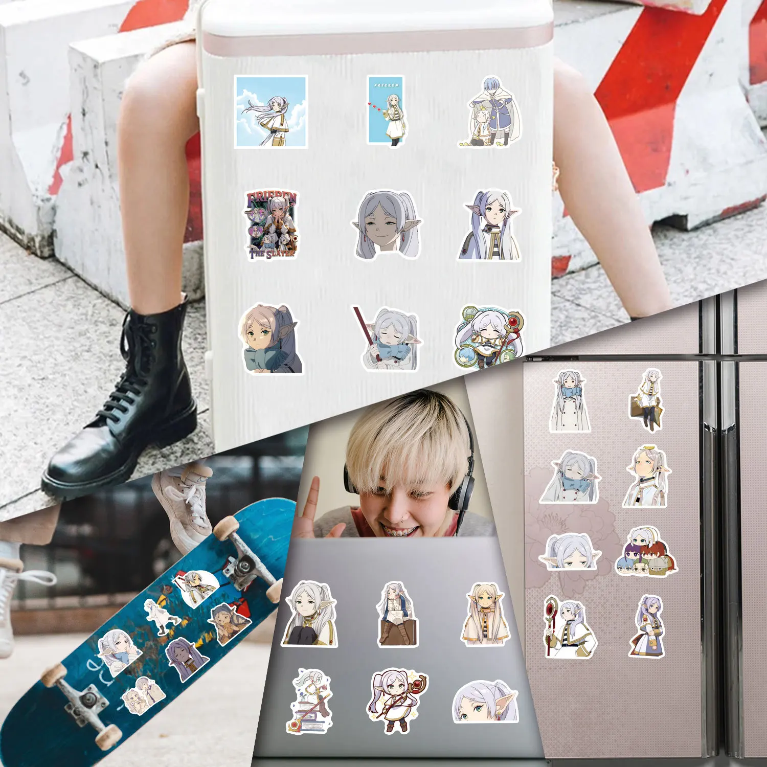 55Pcs Frieren Beyond Journey's End 스티커 낙서 스티커 DIY 일기 전화 케이스 수제 스크랩북 미적 스티커