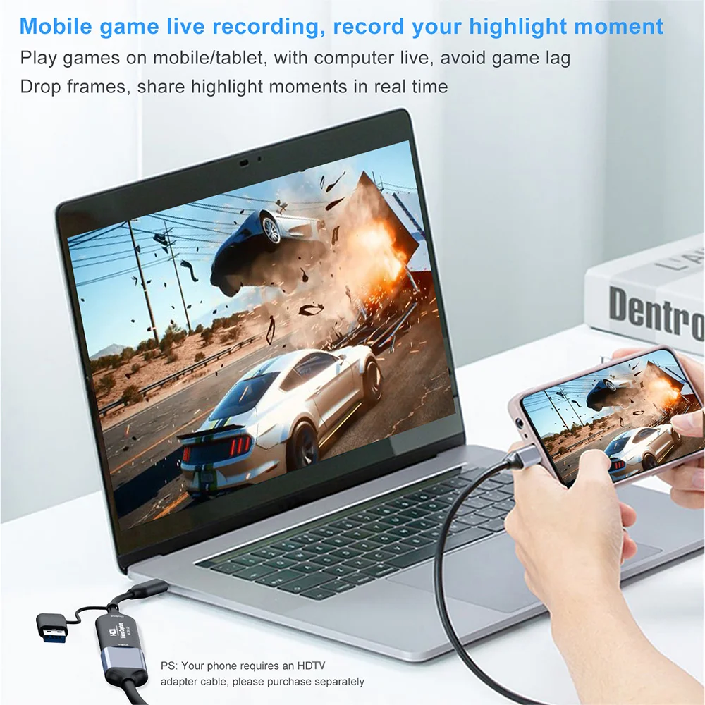 2 in 1 USB 3.0 2.0 Video Capture Card 4K HDMI-compatible to USB Type-C Game Grabber Record for Switch Xbox PS4/5 Live Broadcast