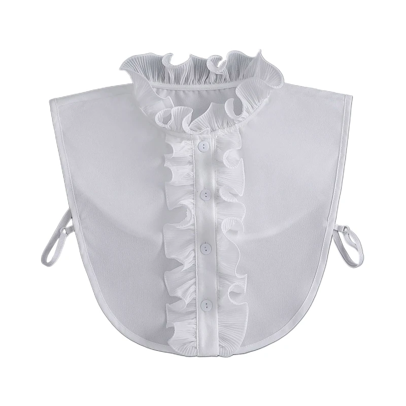 

Womens Detachable Collar Lettuce Trim Half Shirt Fashion Blouse Crop Top