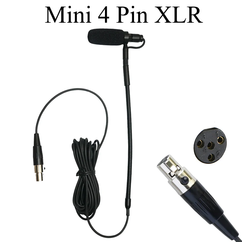 Violin Clip-On Musical Instrument Microphone for Shure Connector and Phantom Power Input Violin Fiddle Clip Gooseneck Microphone