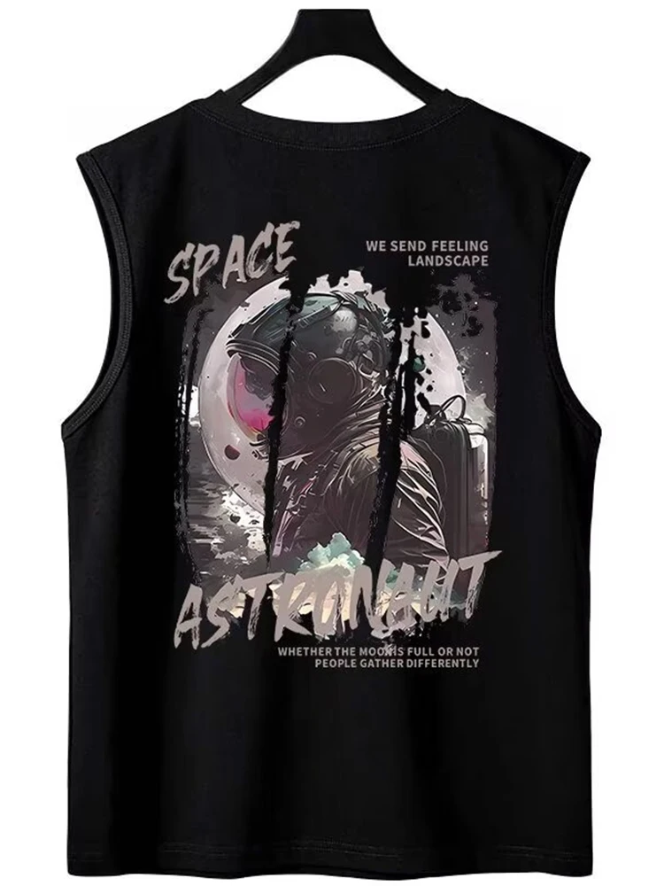 thumbnail image 1 of Camisetas sin mangas con estampado gráfico de astronauta de anime de verano para hombres, camisetas sin mangas de estilo hip hop, ropa de calle, camisetas sin mangas para gimnasio, chaleco Y2K de gran, 1 of 5