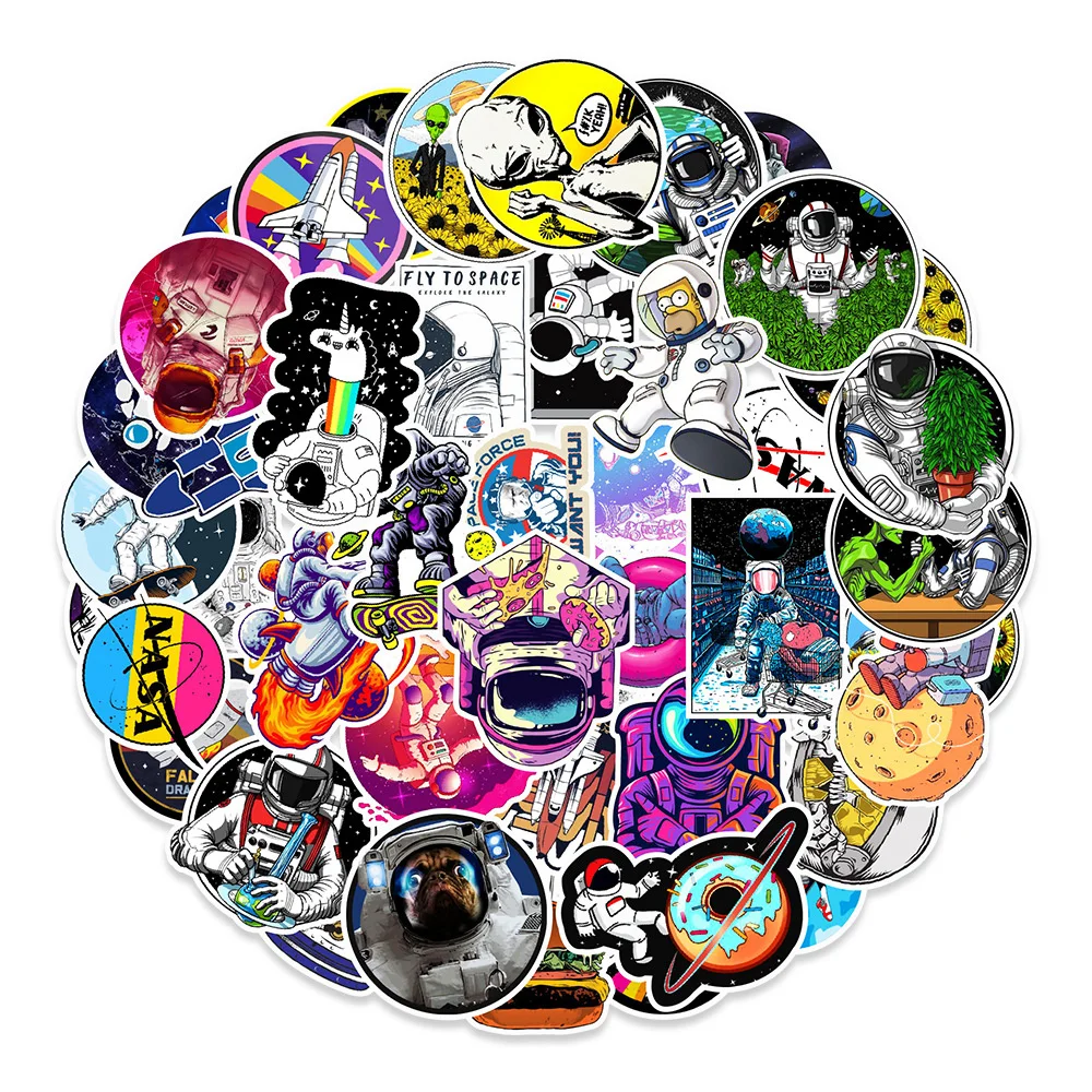 

10/30/50PCS Cartoon Space Astronaut Sticker Decal Skateboard Laptop Luggage Travel Mobile Phone Ipad Sticker Wholesale