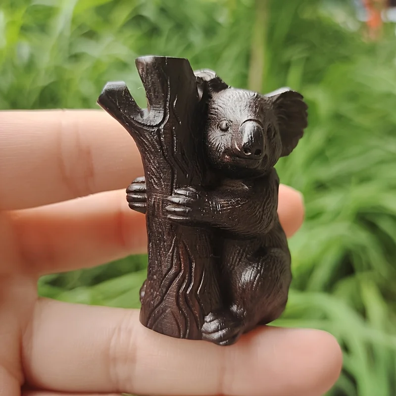 Charming Rounded Koala Sculpture - Handcrafted Solid Wood with 3D Texture, Perfect Decorative Accent