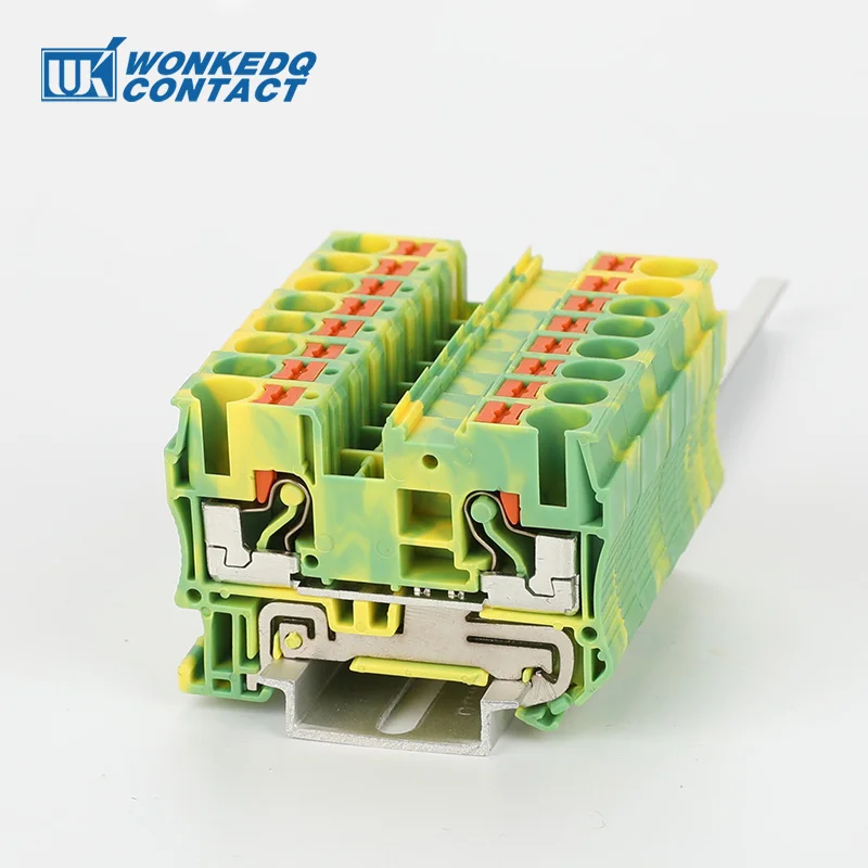 Bloco Terminal Elétrico do Trilho do Ruído à Terra Alimentação Completamente Tira Protetora da Terra Fio do Plugue Push-in do Pt6-pe ² de mm