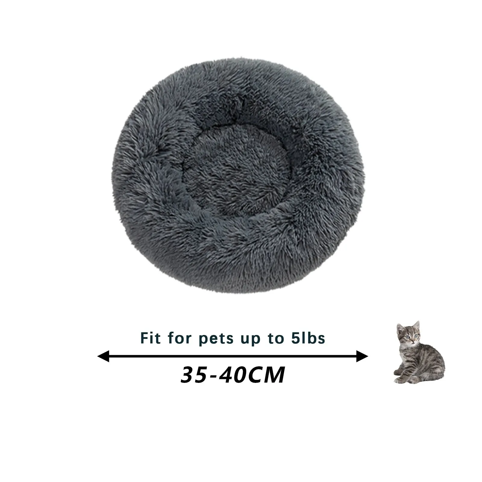 Pet Bed Long Plush Cat Bed Round Donut Anti-anxiety Ped Mat Calming Kennel Warm Outdoor Pet Cat Dog Mat Portable