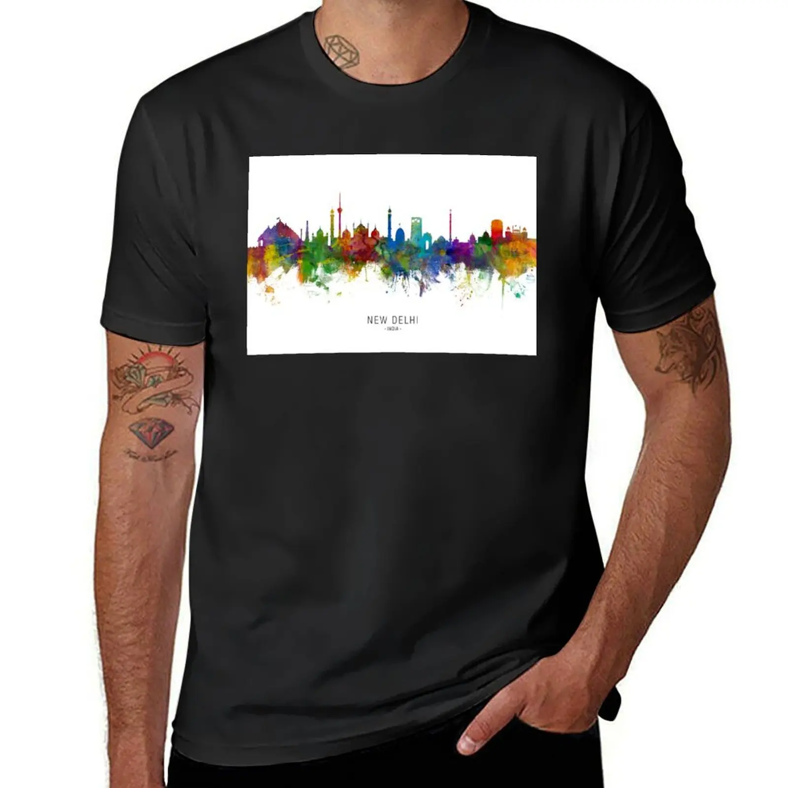 New Delhi India Skyline T-Shirt anime clothes customs design your own Blouse designer t shirt men