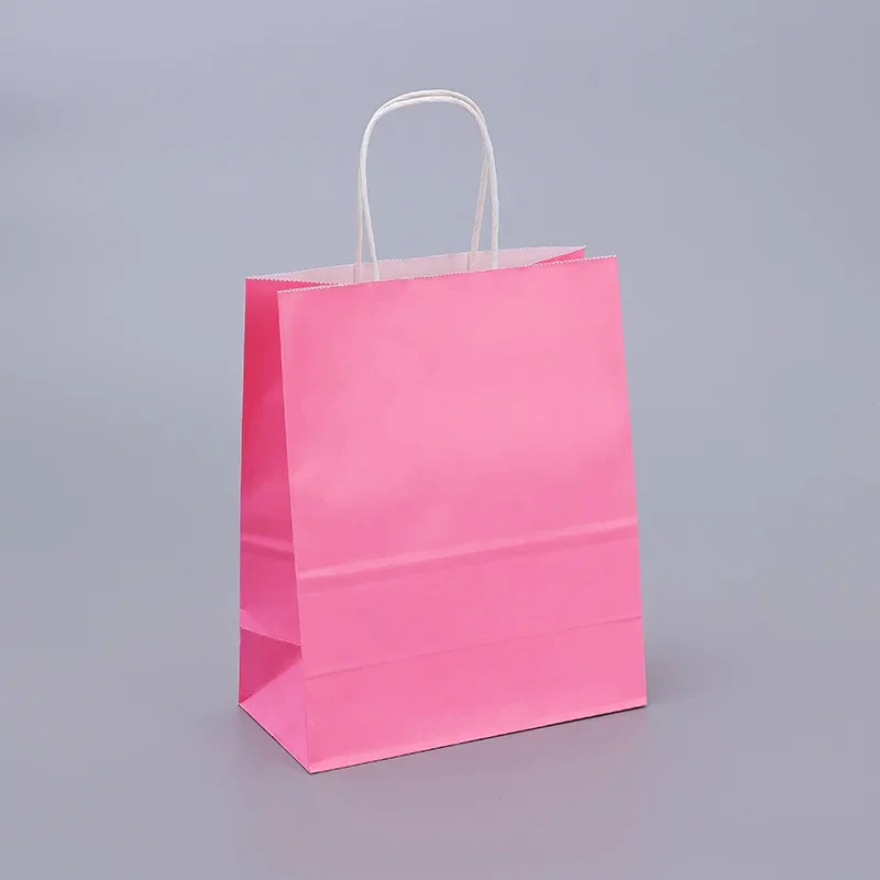 thumbnail image 1 of Bolsas de regalo de papel Kraft con asas, 10/20/30/50 unidades, para compras, manualidades, color marrón y blanco, para fiestas, suministros navideños, 1 of 5