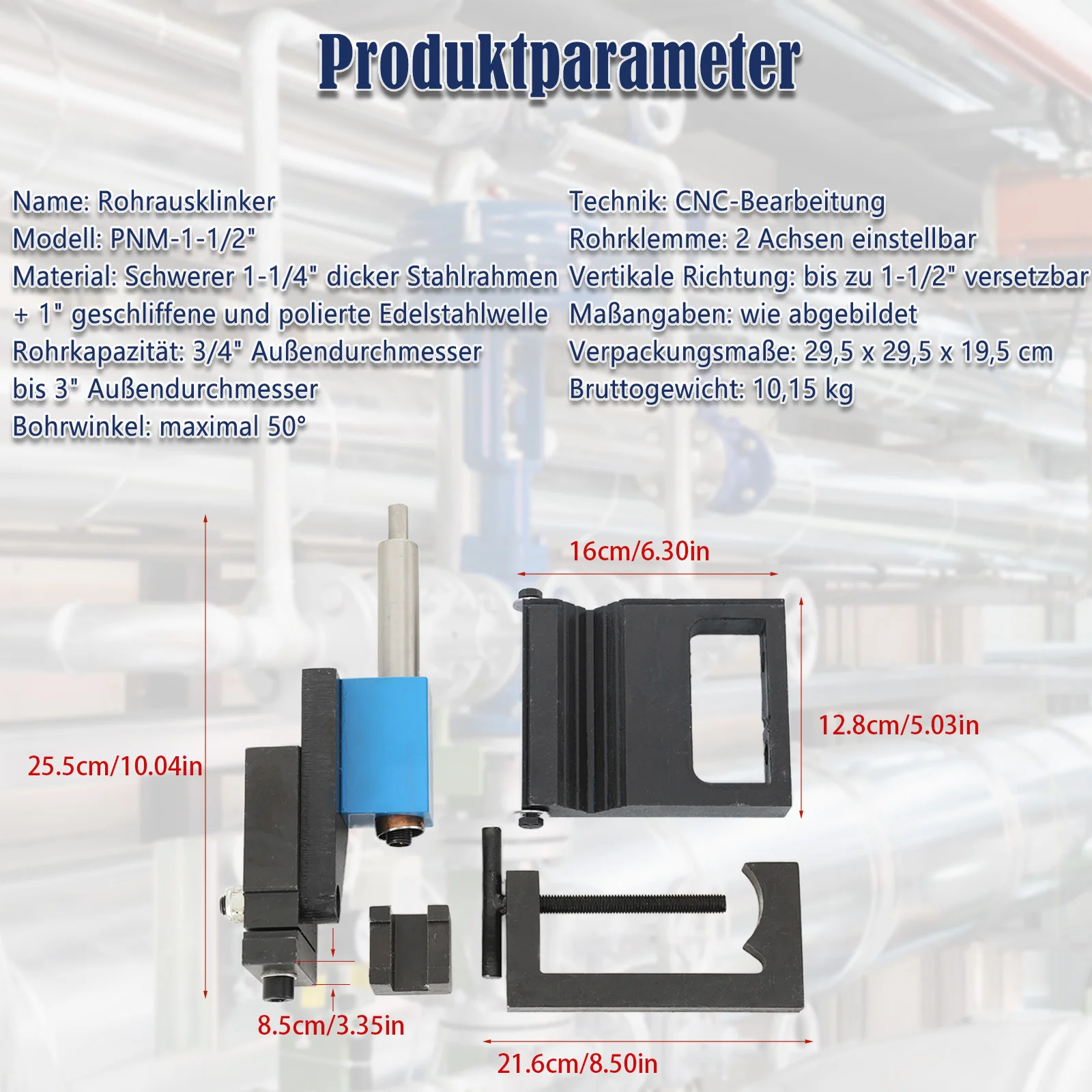 Rohrnotcher PNM-1-1/2" mit Einstellbarem Winkel 0-50° ° Für Rohrrahmen-Schweißarbeiten, Fertigung und Metallverarbeitung in der Werkstatt – Detail 9