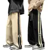 Men Casual Pants Retro Striped Men's Sweatpants with Elastic Waist Wide Leg for Comfortable Street Style Soft for Casual 3