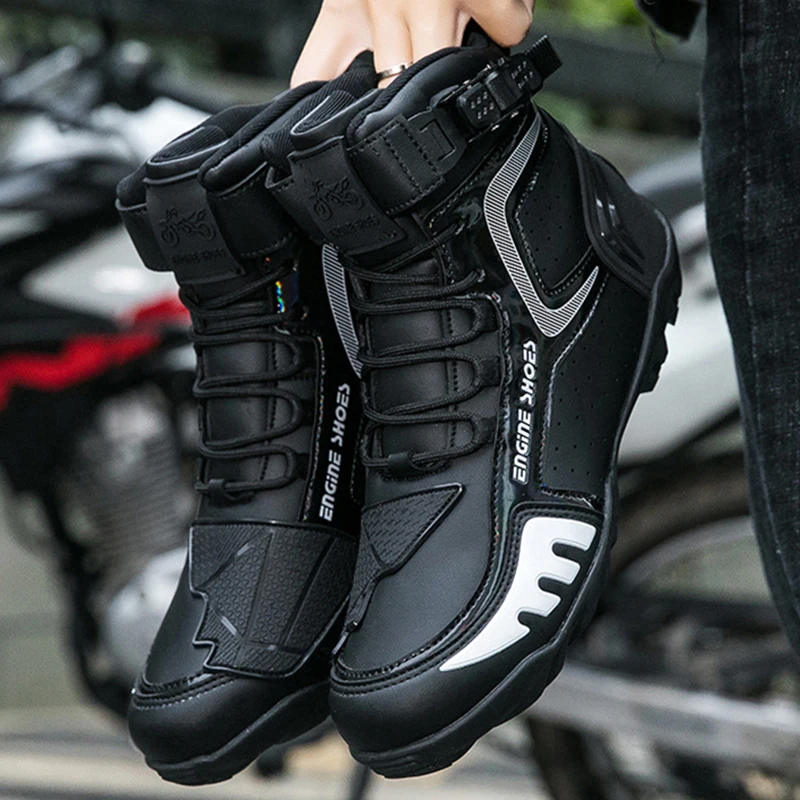Motorcycle Boots New Men Motos Breathable Anti Slip Riders Boots Motocross Riding Ankle Boots Motorbike Racing Shoes