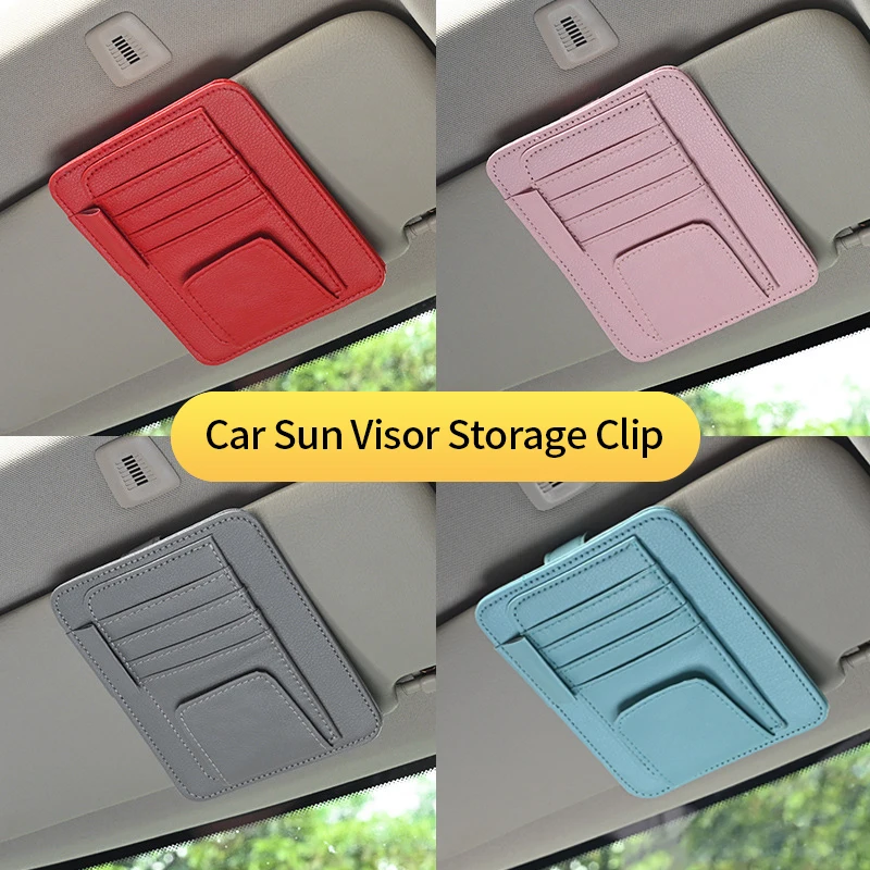 Auto Zonneklep Organizer Multi-Pocket Lederen Zonnebril Clip Kaart Bril  Opslag Houder Auto-Styling Ic Kaarthouder zonnescherm Tas - AliExpress