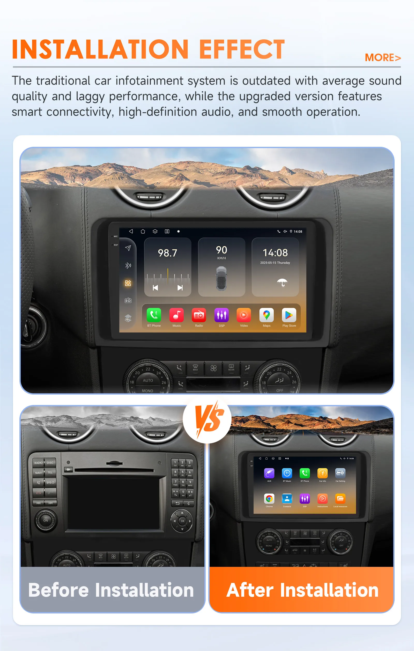 Android 14 Autoradio Autoradio für Mercedes ML W164 X164 ML350 ML300 GL500 ML320 ML280 GL350 Multimedia 2DIN GPS 360 Cam Carplay – Detail 5
