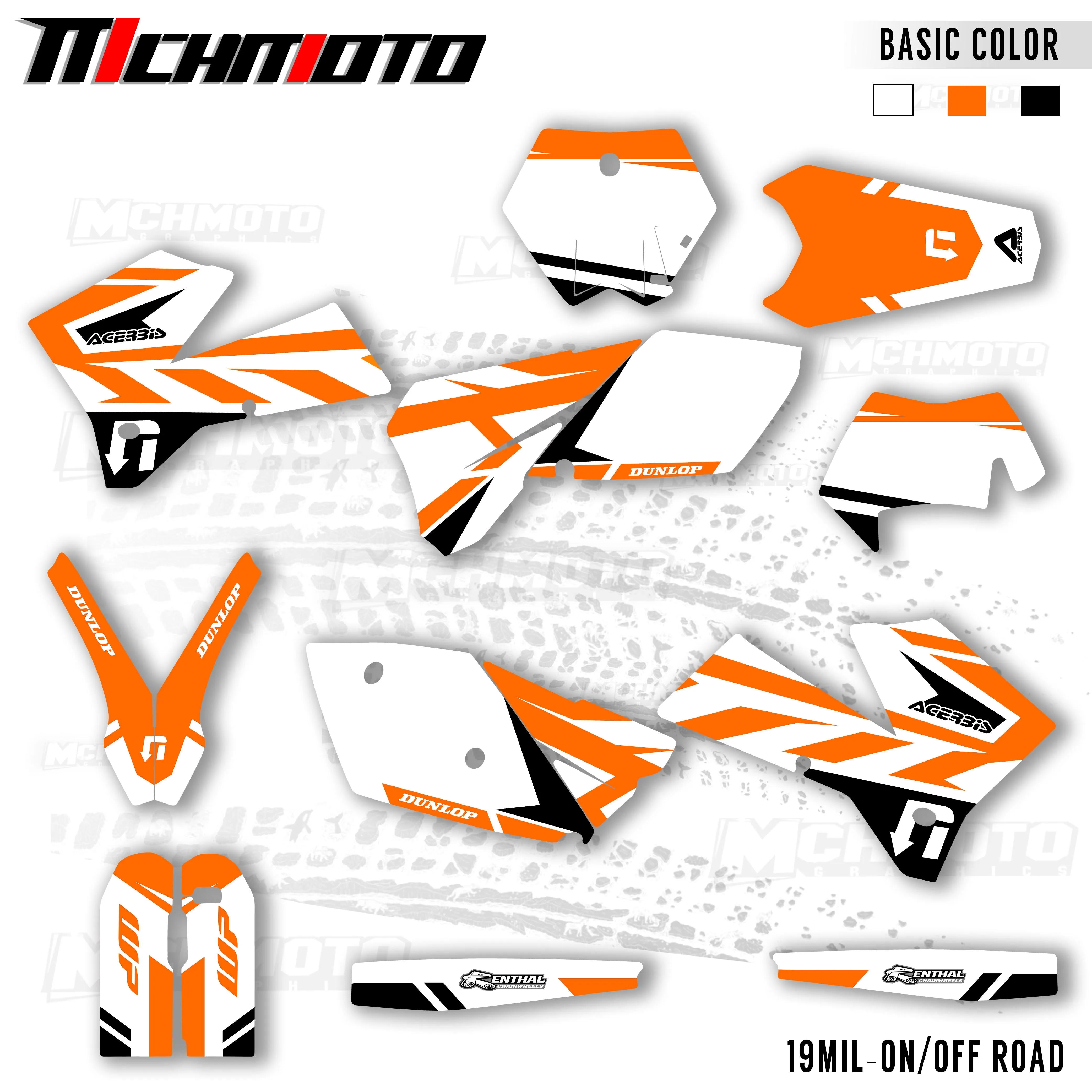 

MCHMFG For KTM 125 200 250 300 400 450 525 540 EXC 2005 2006 2007 Full Graphics Decals Stickers Kit Custom Number Name Stickers