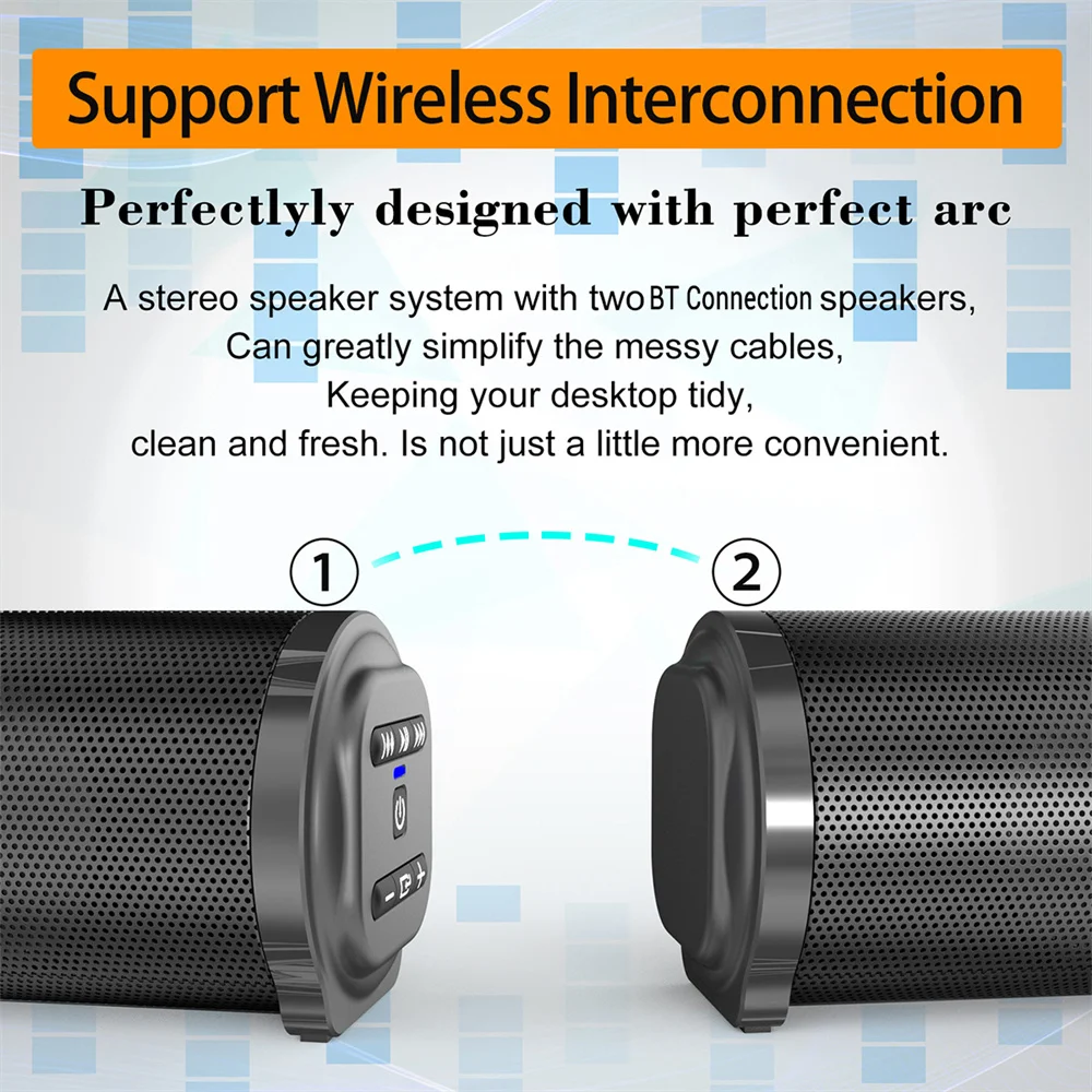Sound Bar TV Sound System Bluetooth Speaker Wireless Subwoofer Bass Home Theater Rechargeable Lound Portable Speaker 2