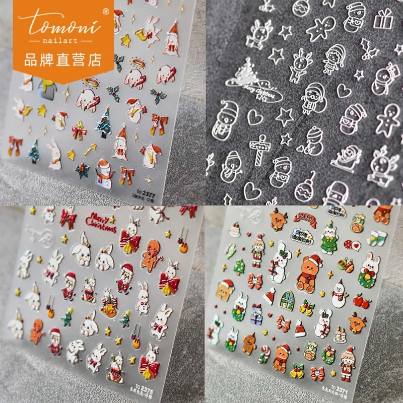 

Embossed Nail Stickers Love Enchanting Cooperation Cute Nail Stickers Christmas Nail Ornament