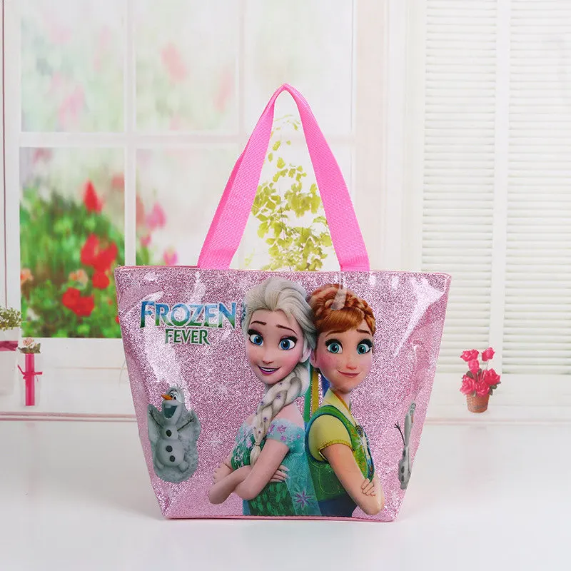 Disney princess children cartoon handbag Frozen Elsa girl gift shoulder high capacity bag PVC package travel storage lady bag children handbag