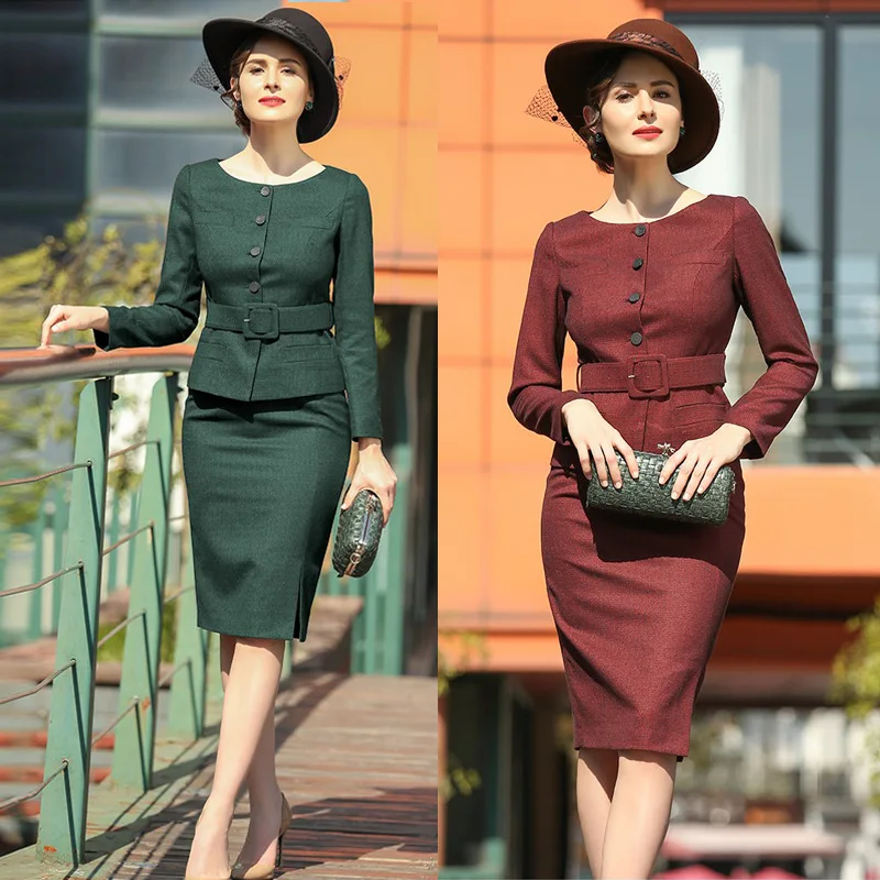 

Women S Office Suits Set Professional Female Business Lady Suit Plus Size Green Red Blazer Skirt Designer Tailor 2022 Free Ship