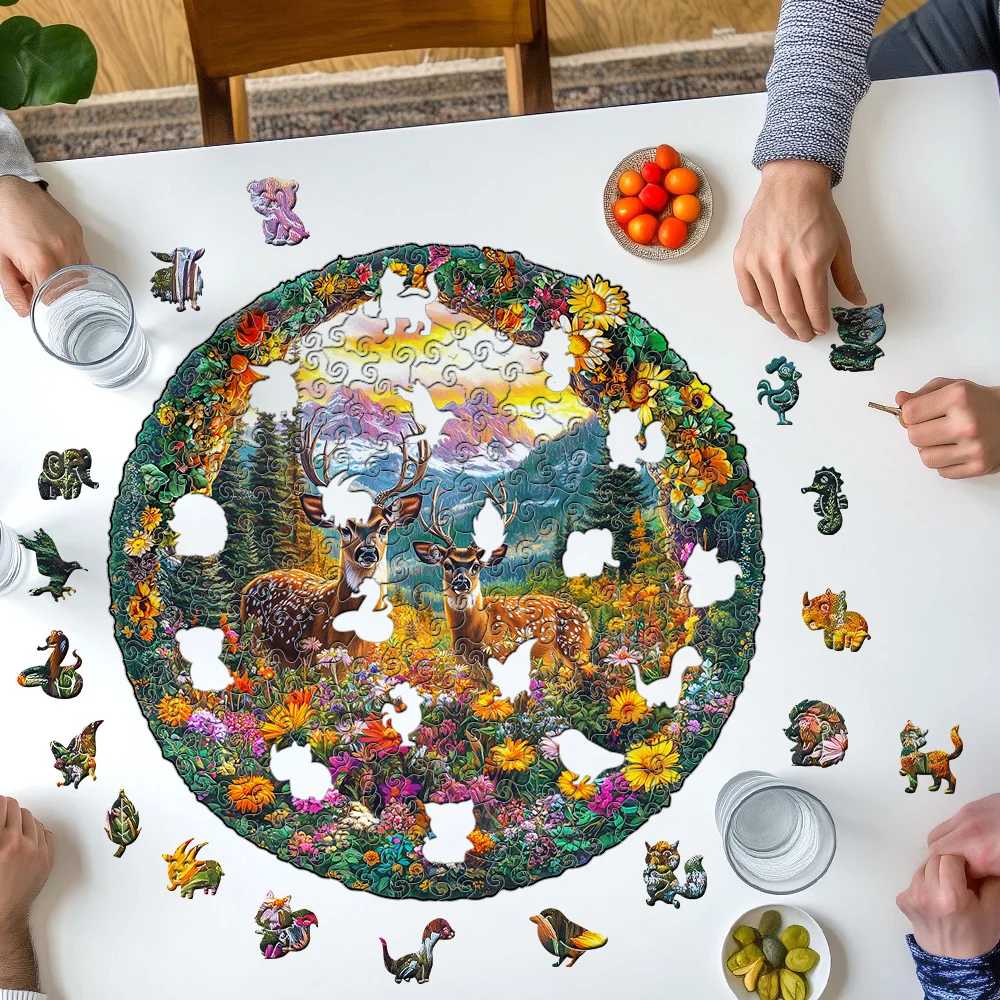 Forest Deer 3D Wooden Puzzle Adult Relaxation Craft Gift Challenge Family Game Gift for Male and Female Elderly jigsaw puzzles,wooden jigsaw puzzles,wooden puzzle toys,educational puzzles,mini jigsaw puzzle