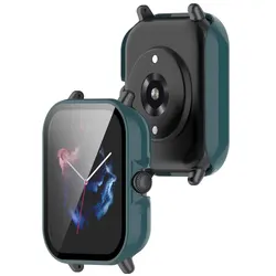 Protective Case & Tempered Glass Screen Protector - Scratch-Resistant Frame for Amazfit GTS3 (Green)