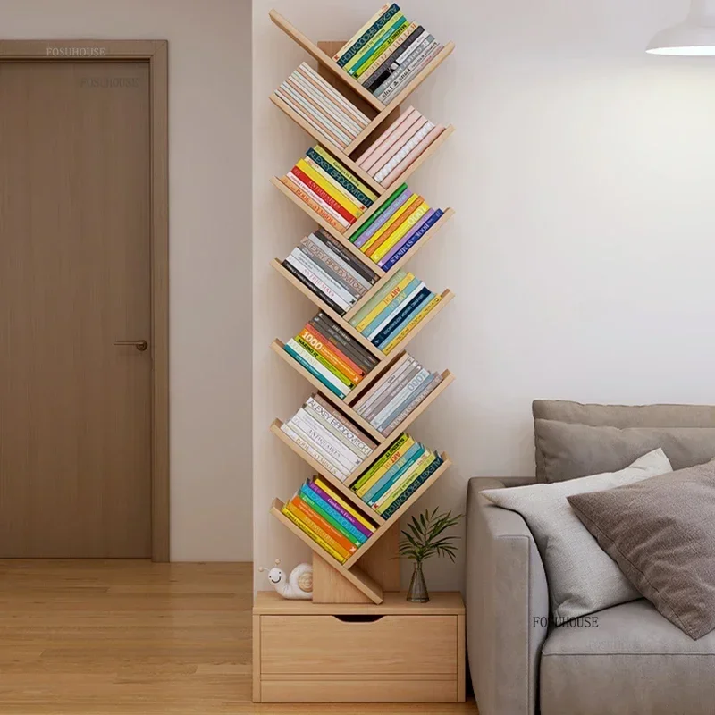 Multi-layer Bookcases for Study Modern Density Board Tree-shaped Small Bookshelf Creative Simple Designer Bookcase for Office