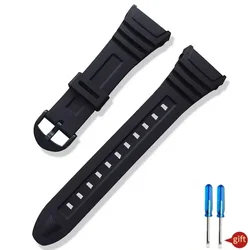 Durable Waterproof Silicone Watch Band with Steel Buckle - 18mm - 18mm (Black)