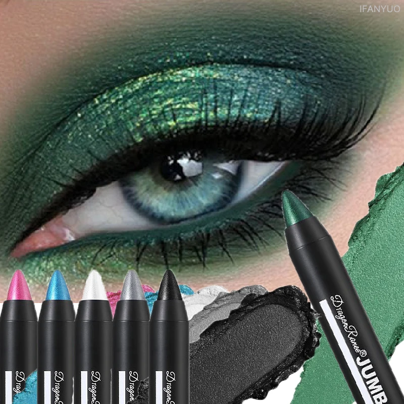 Eyeshadow Stick Metallic Glitter Eyeshadow Stick Smoky Dark Green Eye Shadow Pencil Waterproof Pearlescent Highlighter Eyeliner Pencil Cosmetics