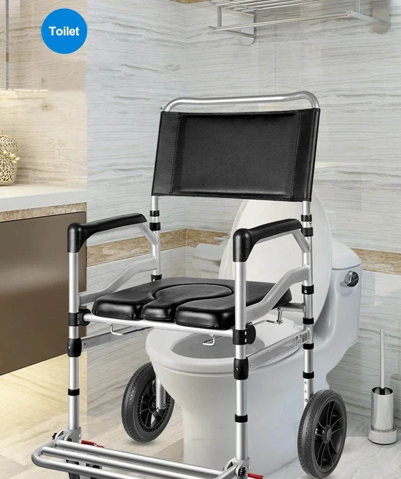 Hot selling Ksitex shower elderly toilet commode patient transfer lift chair with toilet wheels 2