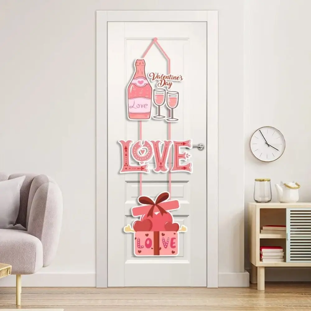 

Cartoon Valentine Door Hanger Hanging Paper Art Door Hanging Ornament Handmade Valentine's Day Welcome Sign Birthday Party