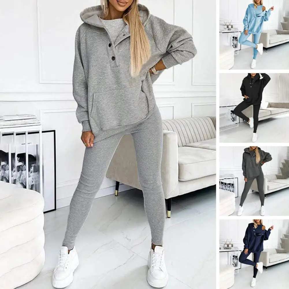 

Sweatshirt Pants Set Women's Hooded Sweatshirt Joggers Set Casual Spring Outfit Comfortable Tracksuit for Women for Everyday