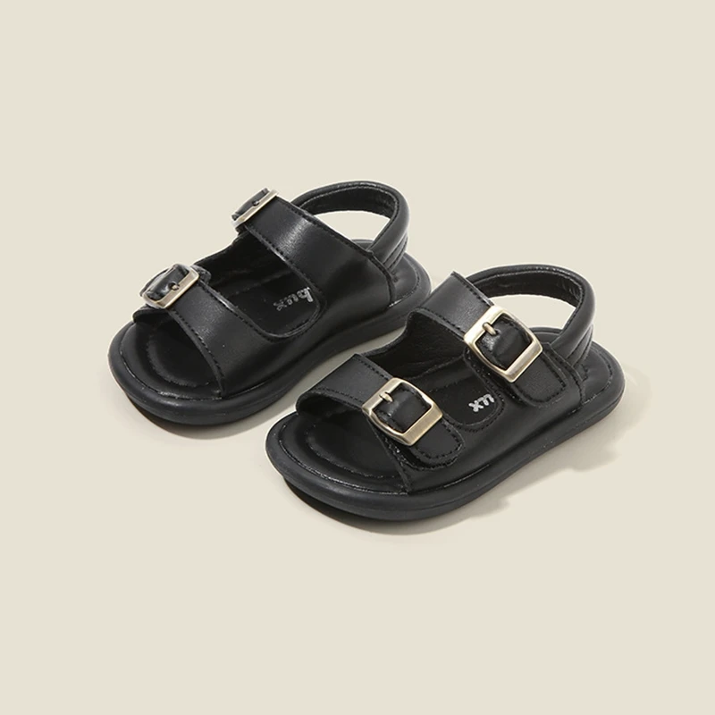 Brand Simple Sandals For Kids Boys Open-Toe Solid Casual Summer Beach Shoes For Children Girls Soft Weave Fashion Baby Walkers