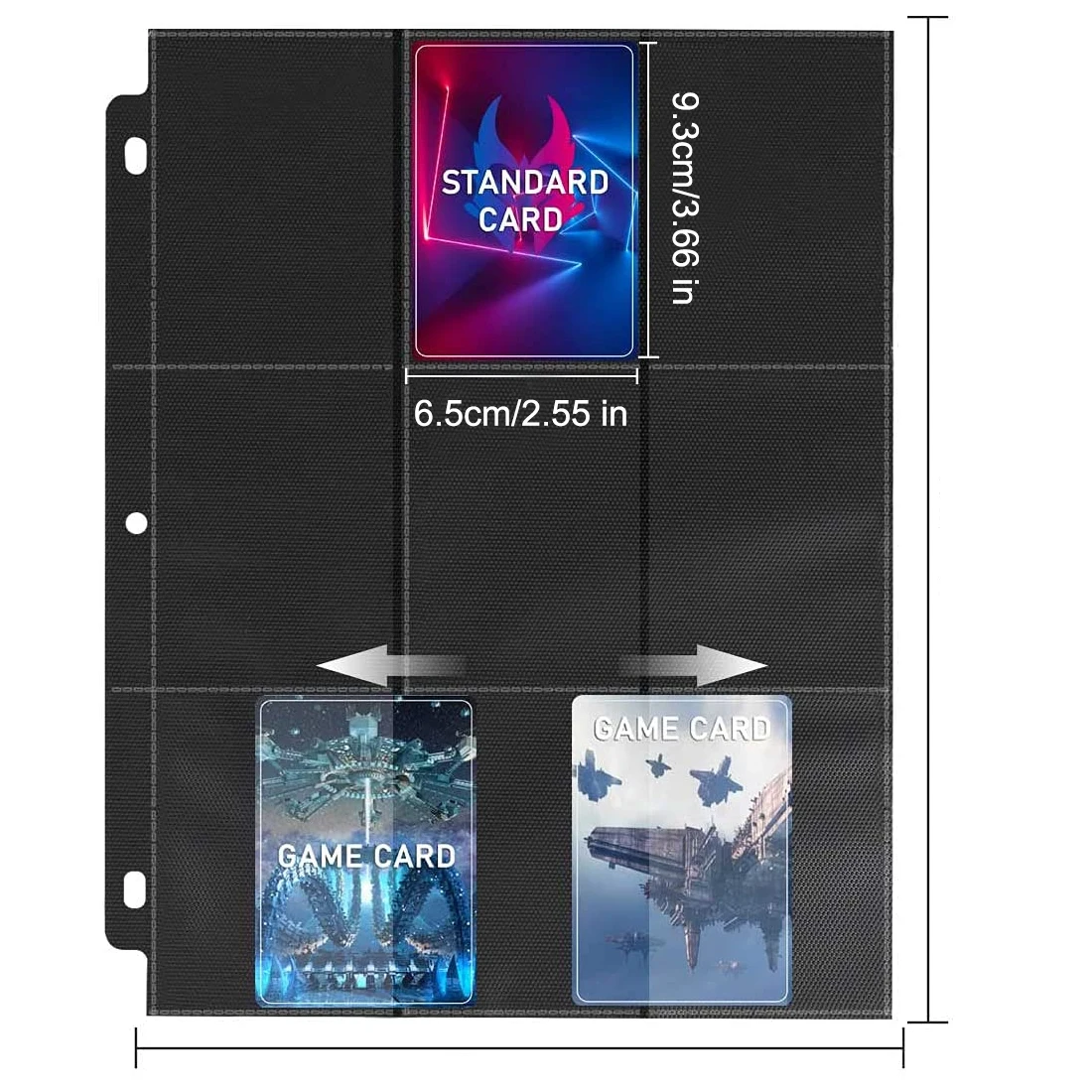 900 Pockets Trading Card Black Sleeves A4 9 Pocket Binder Refill Pages 3 Ring Top Loader Photocard Baseball Sleeves Double Sided jewelry organizer storage bag 80 pockets double sided hanging non woven foldable ring necklace bracelet dustproof pouch bags