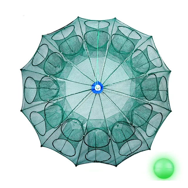 Powerful 4-28 Holes Automatic Fishing Net Shrimp Cage Mesh Nets Foldable Traps Crab Fish Trap Cast Net Cast Fishing Network Tool