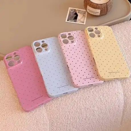 Korean Cute Polka Dot Glossy Film Hard Phone Case