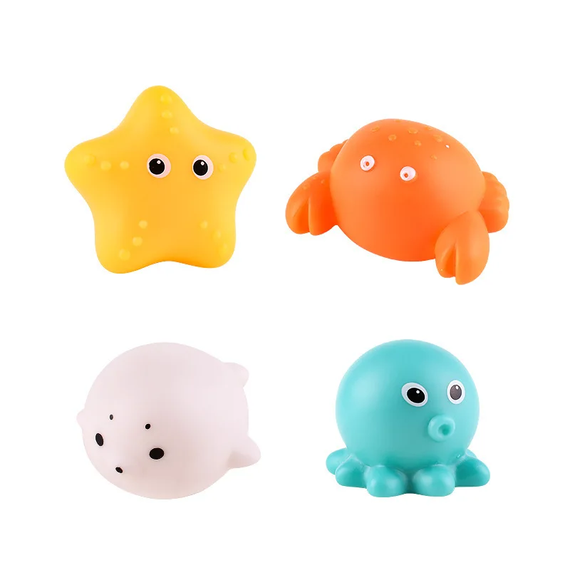 Baby Bath Toy Cute Animals Swimming Water LED Light Up Float Induction Luminous Toys Soft Rubber Kids Play Funny Gifts 6