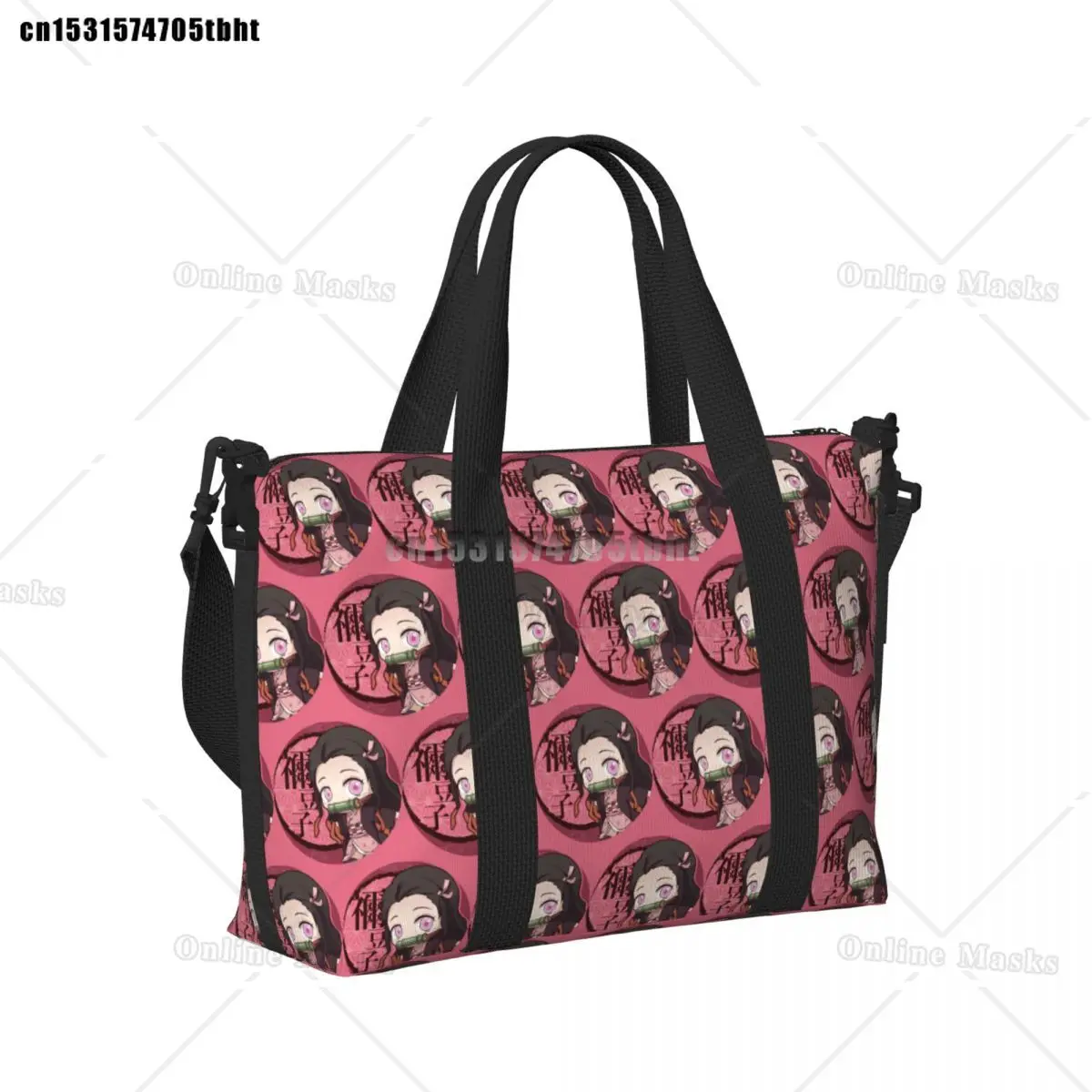 Kimetsu No Yaiba Nezuko Tote Bag Women Large Capacity Demons Slayers Anime Manga Beach Gym Shoulder Travel Bag
