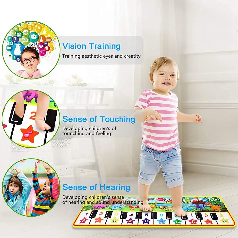 110x36cm Musical Piano Mat for Kids Toddlers Keyboard with 8 Dinosaur Sounds Baby Mat Musical Carpet Educational Toys for Kids 5