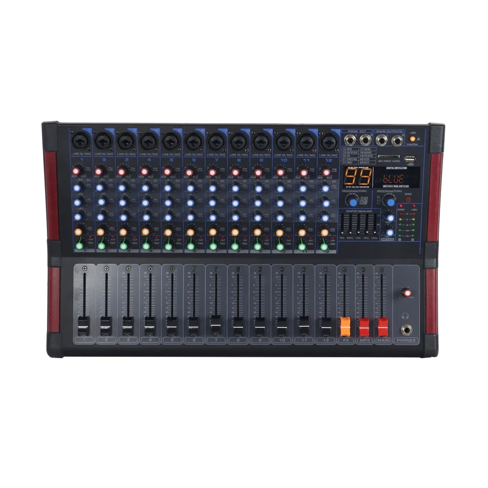 

99 DSP 12 channel audio mixer professional digital echo mixer power amplifier effect sound mixer dj console