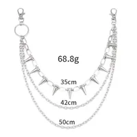 New Punk Rivets Pants Chain for Women Men Hip Hop Silver Color Multilayer Waist Chain Dress Jewelry Gothic Rock Accessories 6