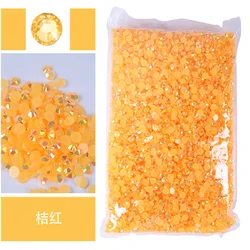 Vibrant Jelly AB Color FlatBack Resin Rhinestones for Nail Art and Garment Embellishment (Orange red AB)