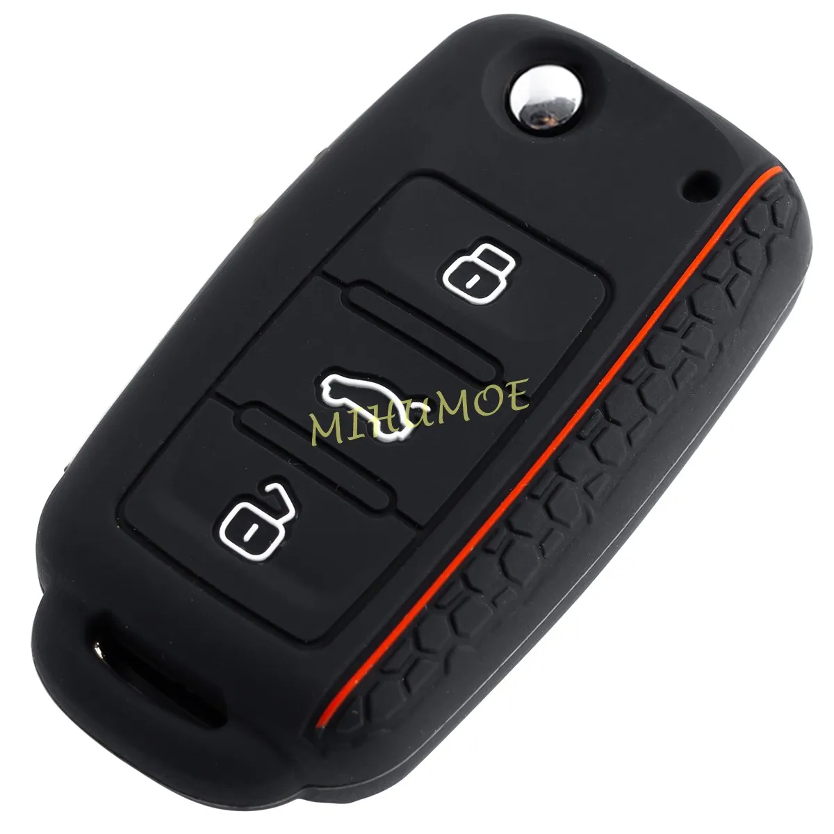 Silikon Auto Flip Schlüssel Fall Abdeckung Kette Für Volkswagen VW Tiguan Jetta Beetle Golf MK6 Passat B7 Polo MK5 Scirocco Touran Eos UP!
