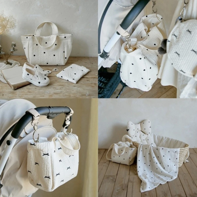 Korea Style Newborn Baby Care Diaper Bag Mummy Shoulder Bag Embroidery Quilted Stroller Diaper Storager Organizer Large Handbags